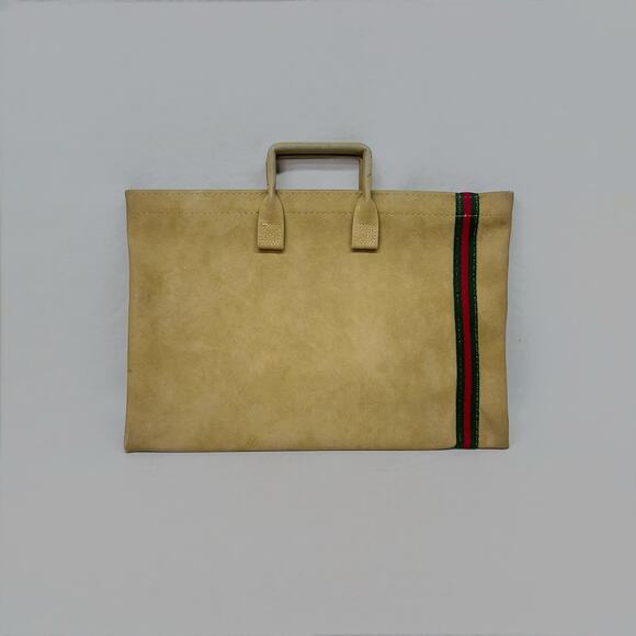 Vintage General Electric Beige Canvas Tote Bag with Green and Red Stripe Detail - Picture 2 of 4